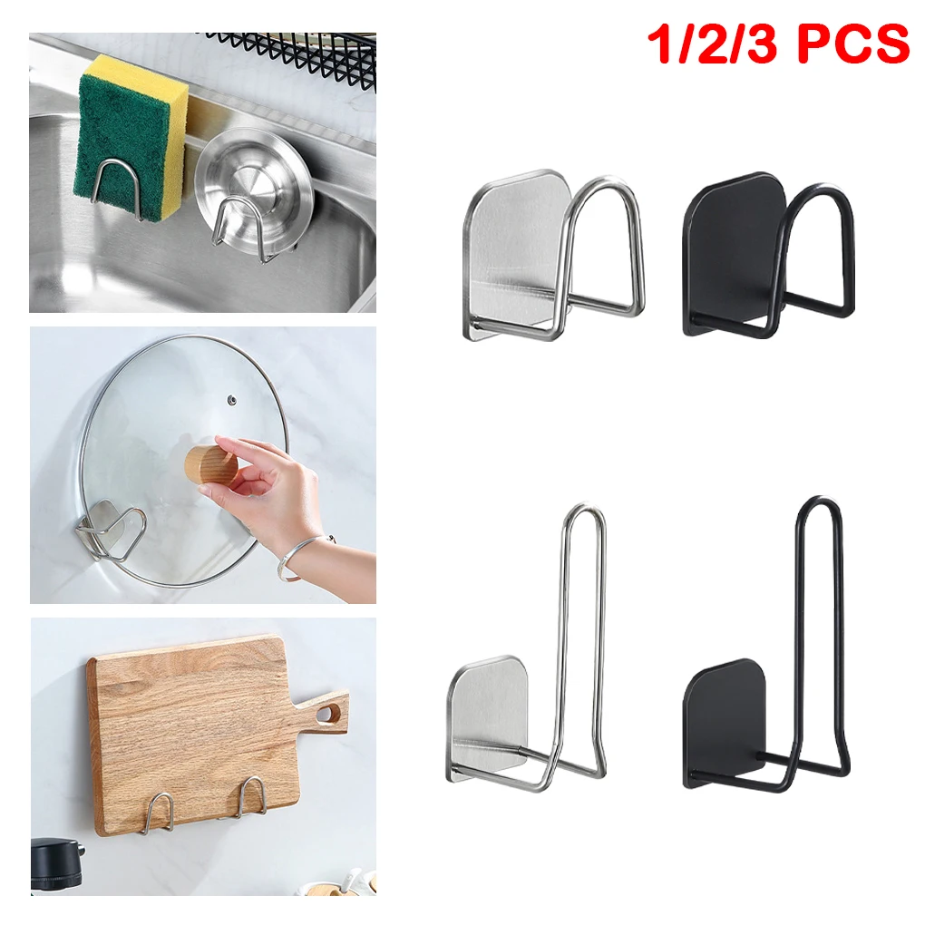 Kitchen Stainless Steel Sponges Holder Storage Rack Self Adhesive Sink Sponges Drain Drying Rack Kitchen Sink Storage Stand 3PCS