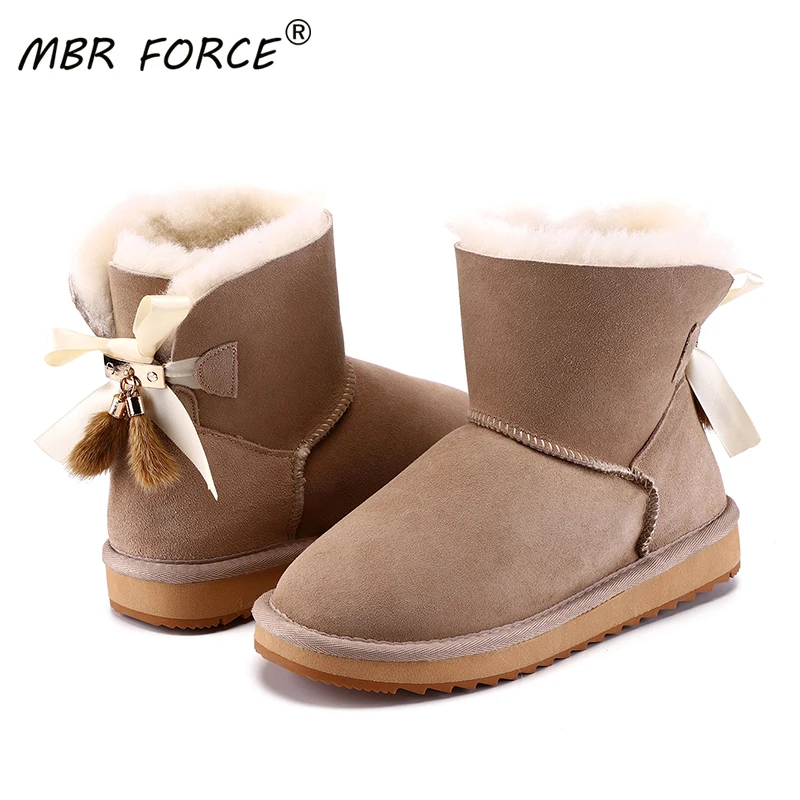 Модные новые женские короткие зимние замшевые сапоги MBR FOORC из овечьей кожи с
