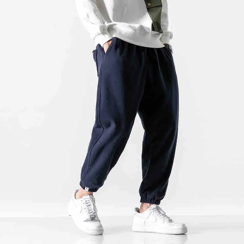 New Arrival Sweatpants Men Harem Pants Elastic Waist Autumn Winter Trendy Fleece Warm Trousers Male Comfort  Joggers Sports mens khaki pants