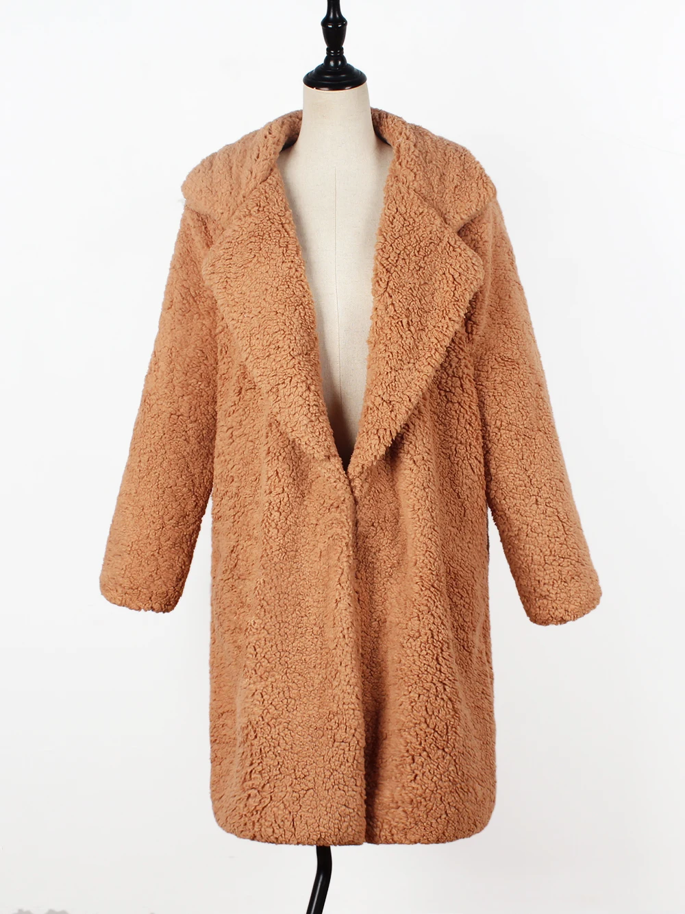 LOOZYKIT Женское пальто из искусственного меха плюшевое пальто куртка женская плюшевое меховое пальто с отворотами негабаритное зимнее длинное пальто плюшевая куртка - Цвет: Color 3