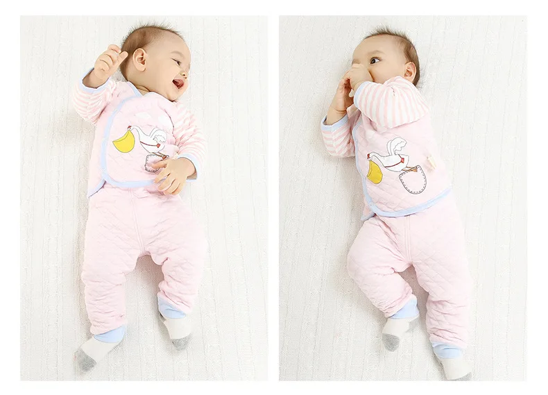 Onesies/комплект зимней одежды из хлопка для новорожденных; утепленные пижамы; нижнее белье; осенняя одежда; YKQ045