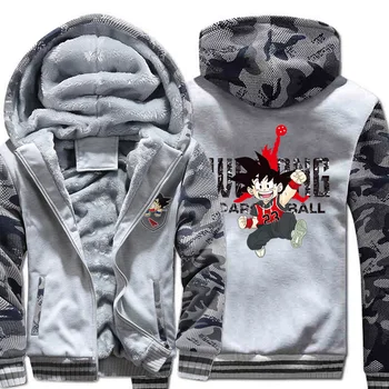 

High Qaulity Japanese Anime Dragon Ball Z Men Hoodies 2019 Winter Thicken Male Jackets Hip Hop Harajuku Mens Hooded Sweatshirts
