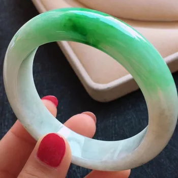 

Natural Burmese jade bicolor 54-64mm bracelet, elegant princess jewelry, best gift