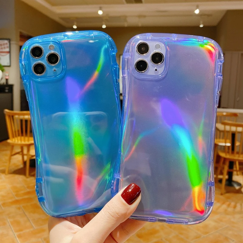 Флуоресцентные чехлы для iphone 11 Pro Max XS XR 6 7 8 Plus 6S X Coque неоновый лазерный Цвет