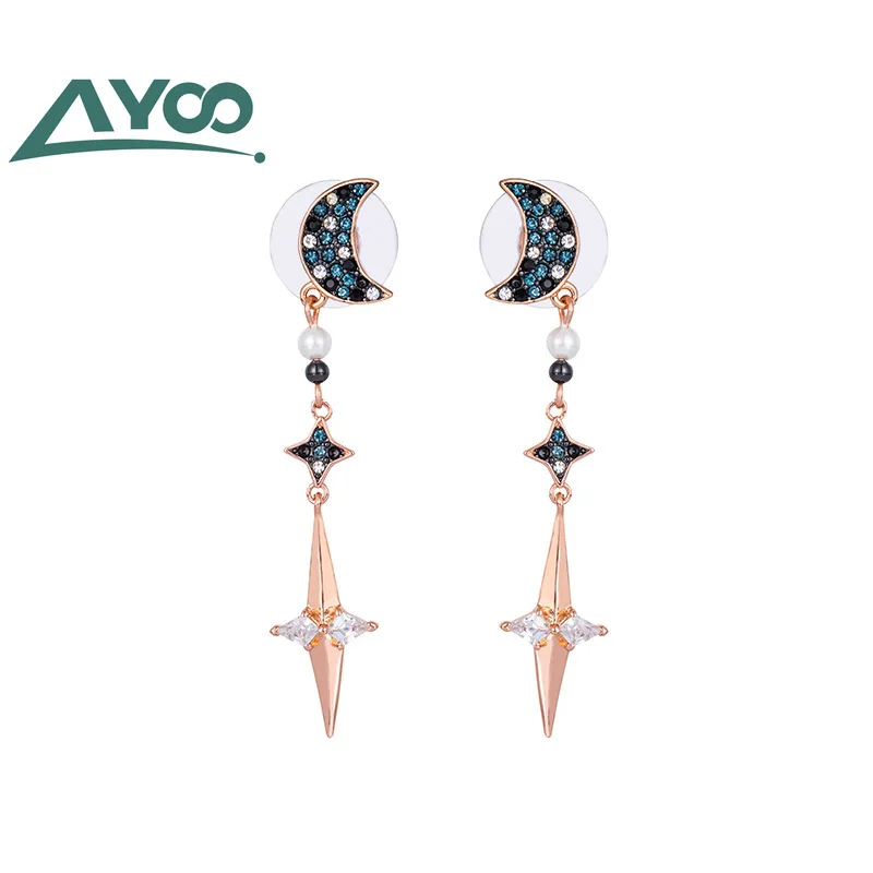 AYOO Новинка SWA высокое качество [Новинка] Изысканная шикарная со звездами Лунная серия серьги длинные универсальные серьги