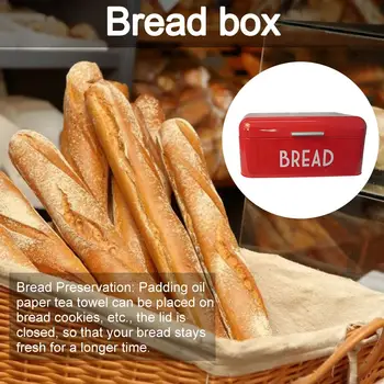 

Bread Box Metal Storage Case European Style Retro Bread Pastry Kitchen Storage Container Red Kitchen storage tool