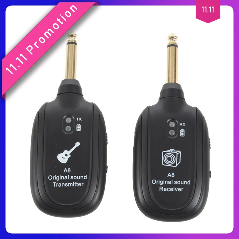 

UHF Guitar Wireless System Transmitter Receiver Built-in Rechargeable