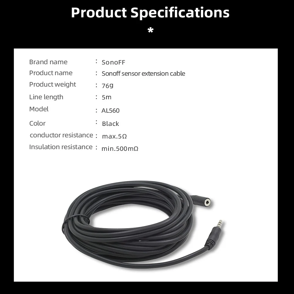 Удлинительный кабель ITEAD SONOFF AL560 5 м макс. 60 для Sonoff AM2301/Si7021/DS18B20 высокоточный