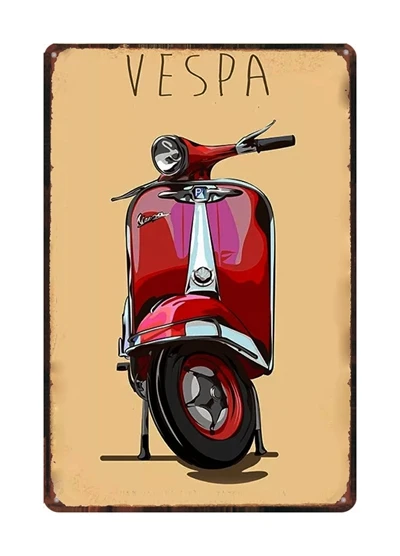 Я люблю скутер Vespa потертая шикарная гаражная тарелка настенный паб домашний