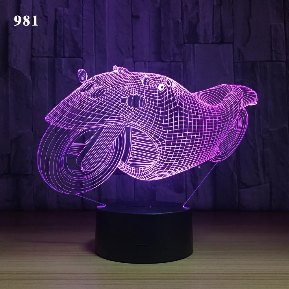 3D Экстремальный мотоцикл светодиодный крутой мальчик Подарочный ночник светодиодный настольный светильник RGB градиент ребенок день рождения Новогодние подарки