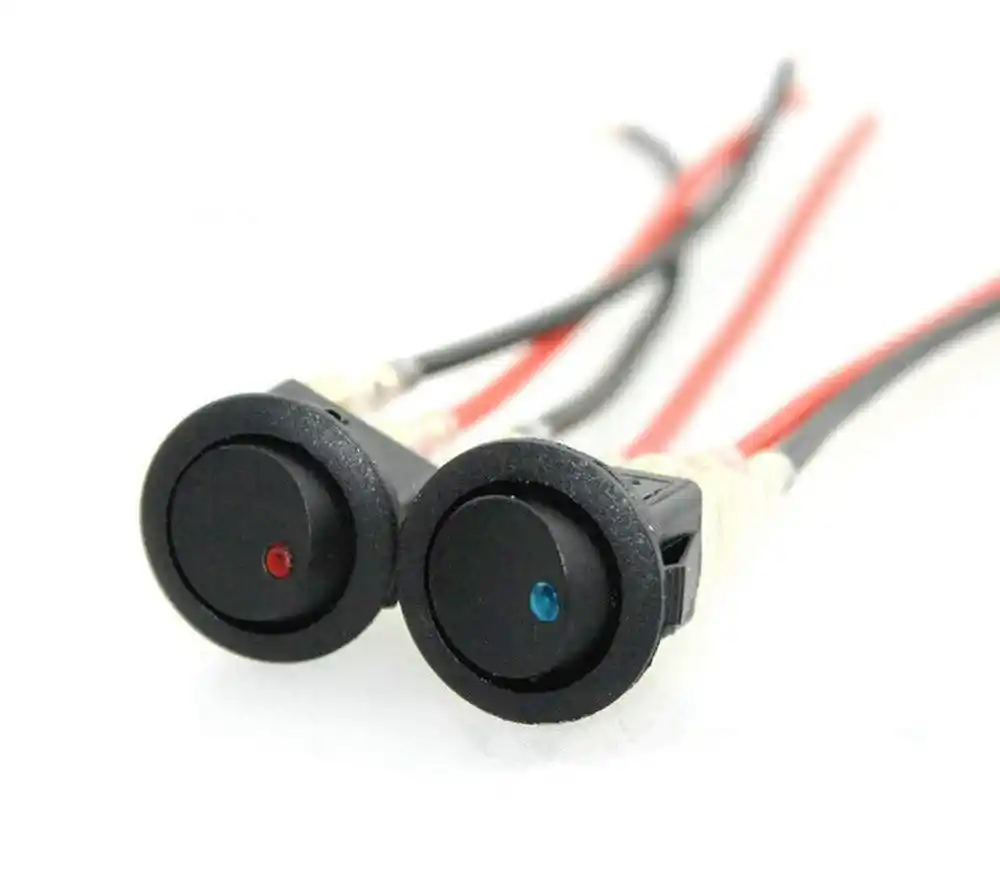 5x ON//OFF Round Rocker Switch LED illuminated Car Dashboard Dash Boat Van 12V