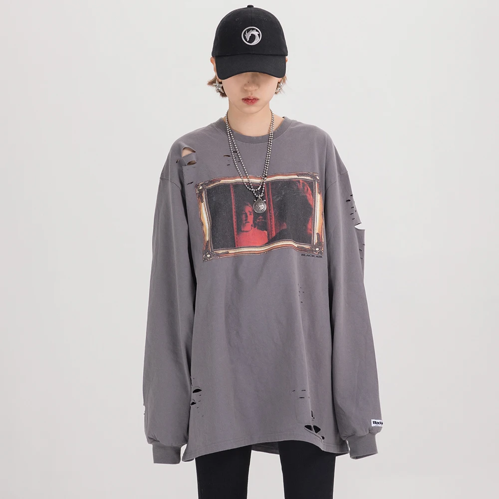 отверстие дизайнерская женская одежда Vintage Graphic Tshirt for Ladies весна 2020 Gothic Style