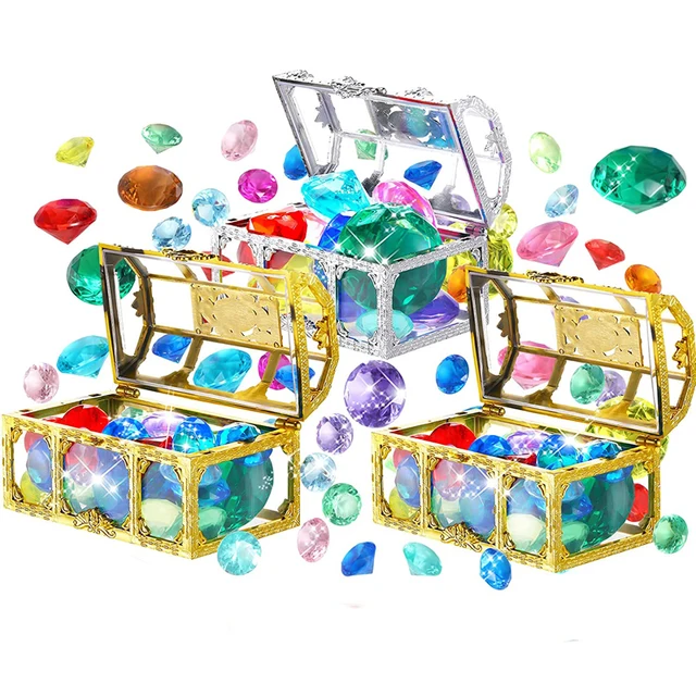 Treasure Chest Party Favor Toys Kids Diamonds Jewels Gems Bulk Gemstones And Crystals Boys Girls Funny Gifts Goodie Bag Fillers 1