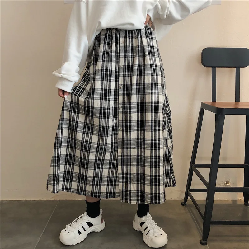 

Photo Shoot 2020 ~ Korean-style Versatile Plaid Elastic Waist Longuette