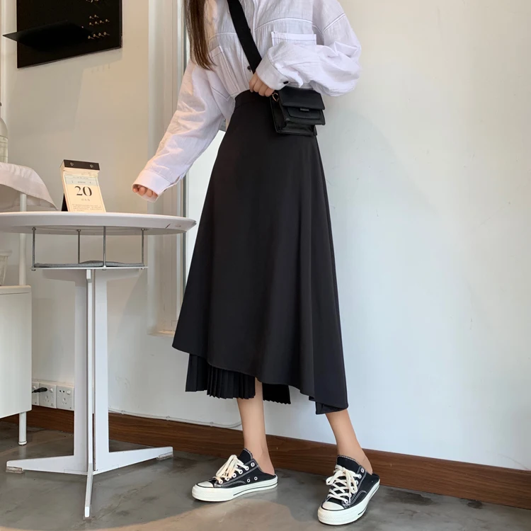 casual faldas mujer moda black spring autumn Harajuku fashion brandstyle long High waist skirts Women's Clothing skirts new