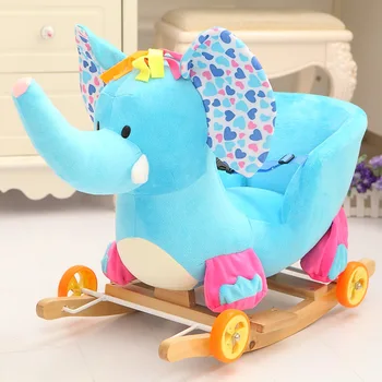 

Children's Rocking Horse Ride on Animal Toys Dual-purpose Baby Rocking Chair with Music Baby Bouncer Wheelchair Stroller 5M~4Y