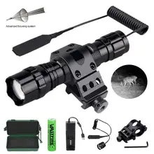 Ir850nm zoomable foco arma luz led infravermelho radiação visão noturna caça tocha + rifle escopo montagem interruptor 18650 carregador caixa