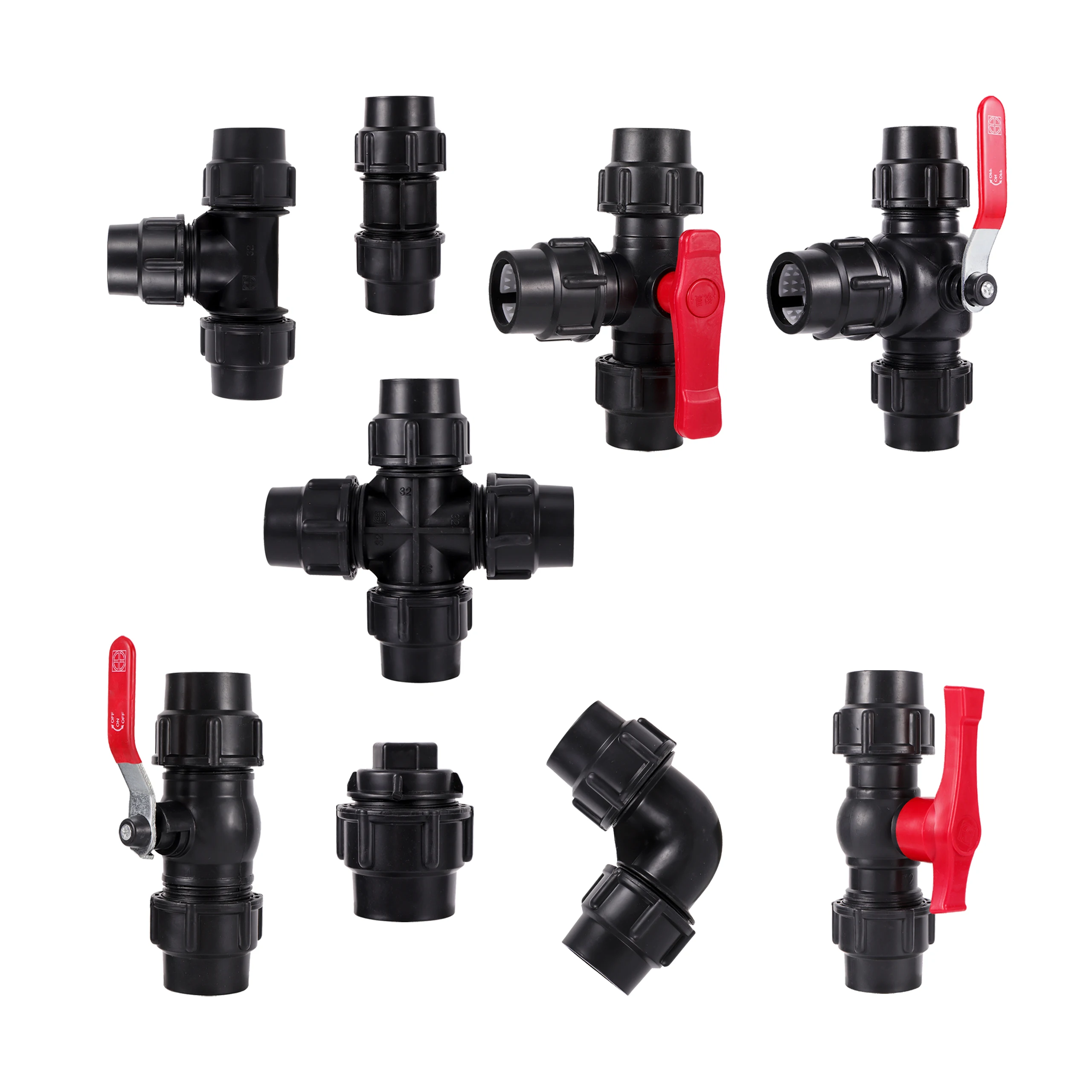 20mm PE Pipe Quick Connector Black Straight Tee Cross Elbow End Cap Joint Water Controll Valve Garden Irrigation Fittings | Дом и сад