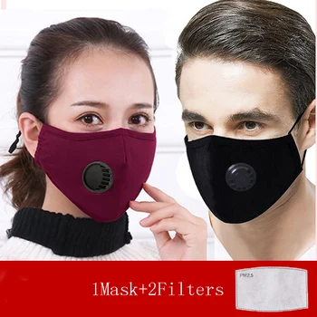 

1Pcs Fashion Respirator Mask With Breathing Valve Washable Cotton Activated Carbon Filter PM2.5 Mouth Masks Anti Dust Allergy