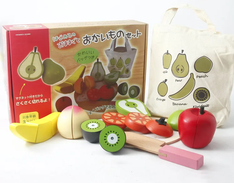 

Cloth Bag Fruit Cutting Magnetic Cutting Children Wooden Toy