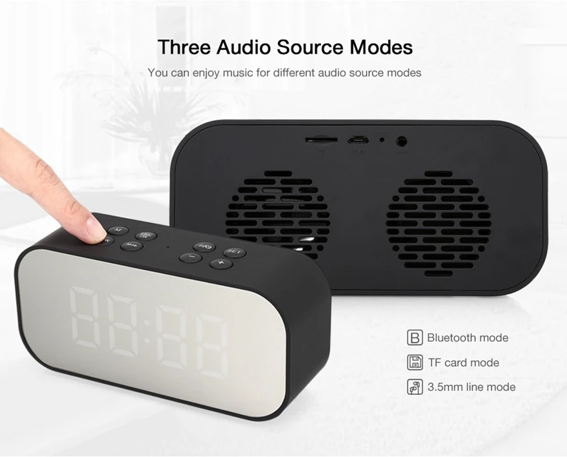 Bluetooth портативный беспроводной динамик Колонка сабвуфер музыка объемный громкоговоритель со светодиодной время повтора будильника для ноутбука телефона