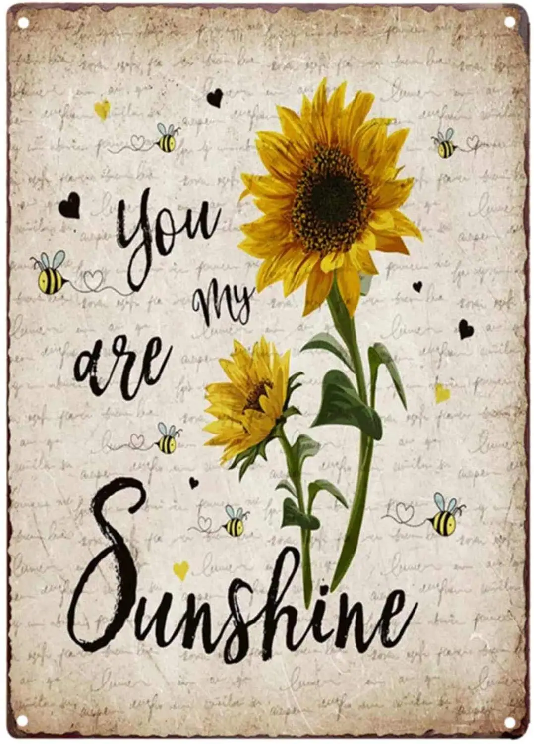 

You are My Sunshine Retro Sunflower Vintage Tin Bar Sign Primitive Country Farmhouse Home Decor for Living Room, Laundry Room, B
