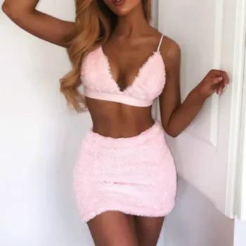 

Women 2 Piece Set Sexy Crop Camis Top and Mini Skirt Set Party Holiday Mini Dress