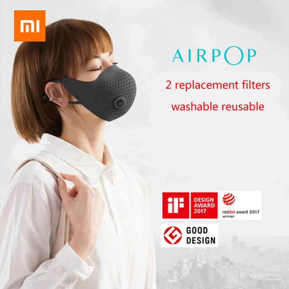 

Xiaomi Mijia AirPOP Air Wear PM0.3/PM2.5 Anti-haze Face Mask With 2pcs Filter Adjustable Ear Hanging Comfortable Washable Masks
