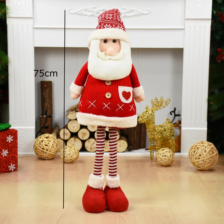 Год 100cm Christmas Dolls Retractable Santa Claus Snowman Elk Toys Figurines Christmas Gift Tree Ornament