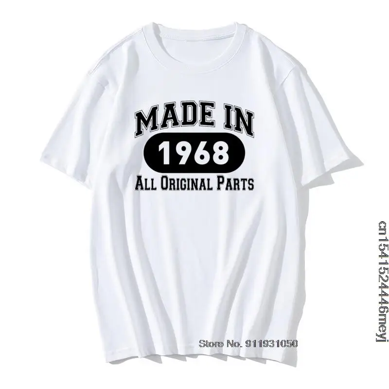 

Made In 1968 53 years old gift T-Shirt Mens Short Sleeves Oversized Streetwear Hip Hop Design Printed Daddy Anniversary T Shirts