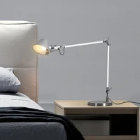 Adjustable Long Swing Arm Desk Lamp Modern Fashion Silver Aluminium Office Reading Study LED Clamp Desktop Table Light with Clip 1