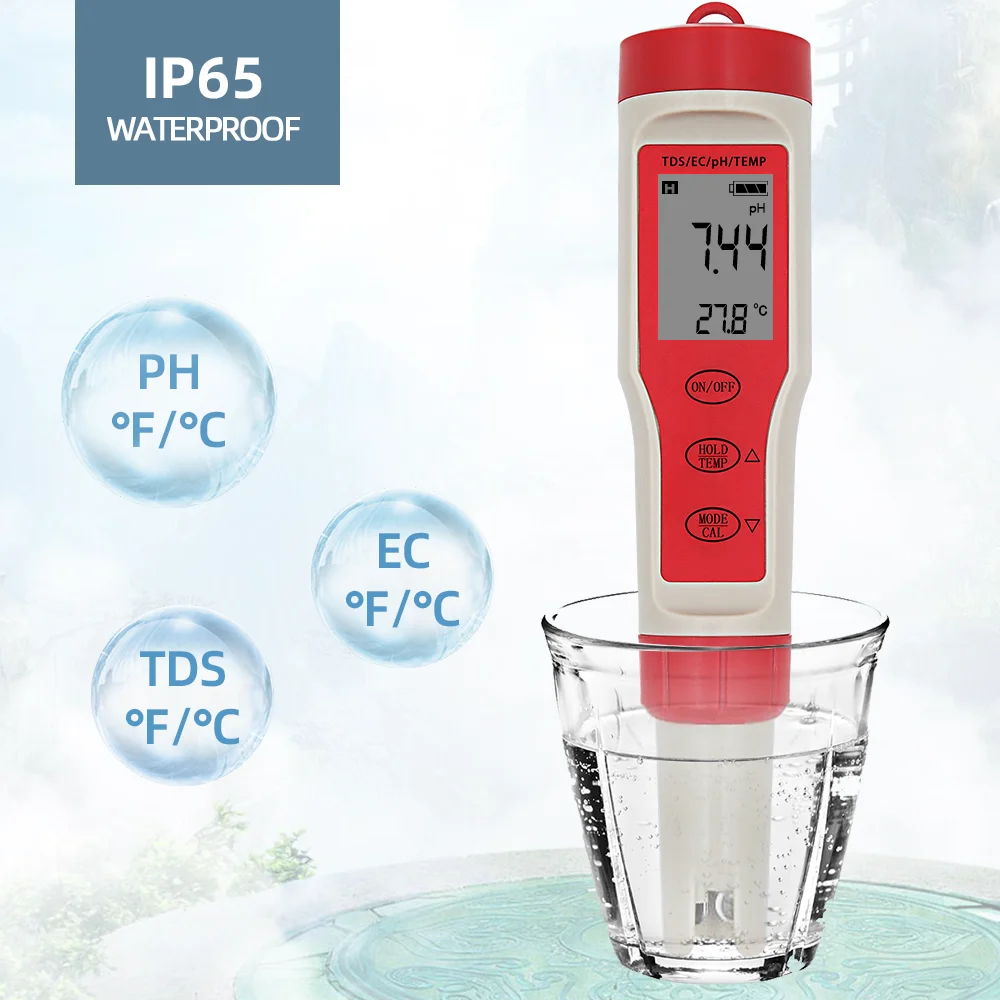 Цифровой рН-метр 4 в 1 PH TDS EC тест er термометр измеритель количества воды винный тестер мочи анализатор кислотность Тест Ручка 20