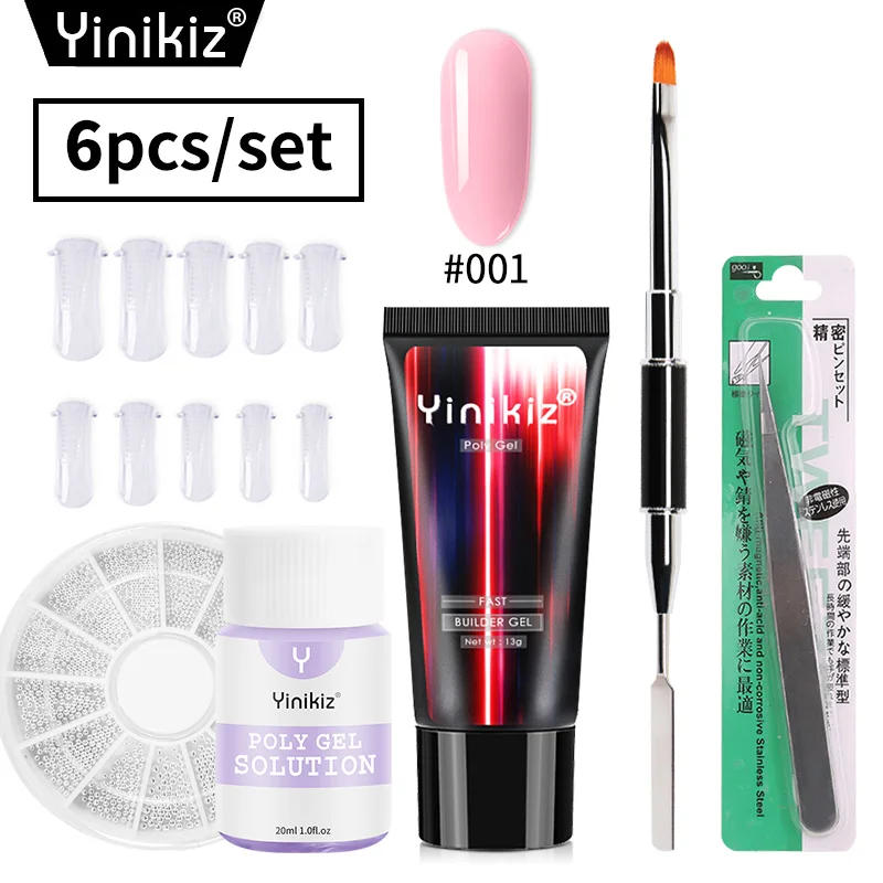 Yinkiz 6 шт. набор для ногтей полигель для наращивания пальцев 9 цветов полигель набор для быстрого строительства ногтей советы для наращивания камуфляж УФ-гель для наращивания - Цвет: S12601