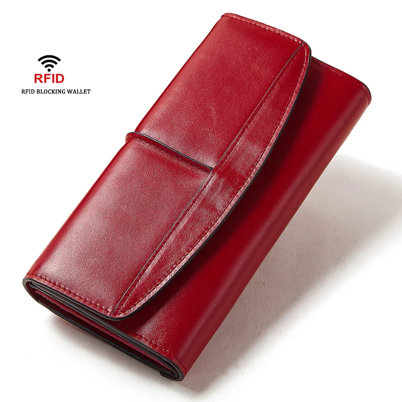 río famélico Memorizar Cartera de cuero con bloqueo RFID para mujer, billetera para tarjetas de  crédito y bancarias, sin contacto, protección para tarjetas de  identificación IC, soporte para teléfono|Suministros de defensa personal| -  AliExpress