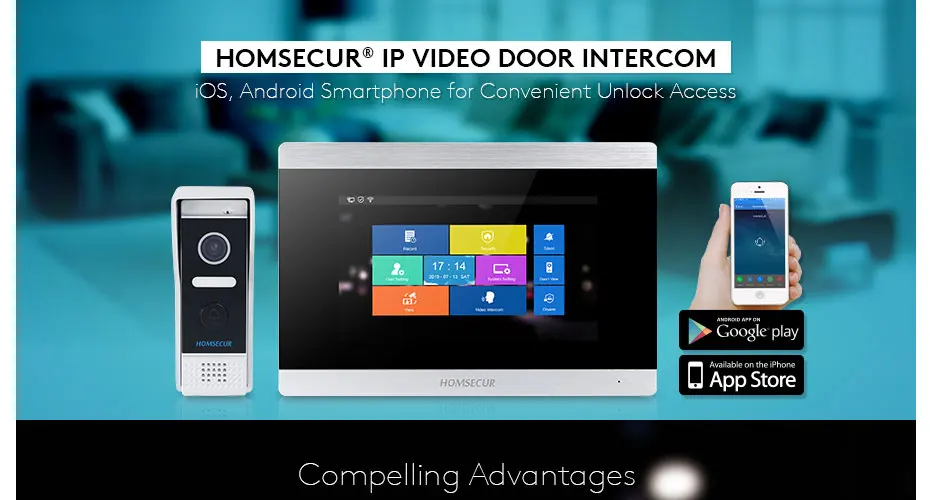 HOMSECUR " wifi видео телефон двери системы 1.0MP IP65 Открытый камера дистанционного разблокировки через приложение IC разблокировка поддерживается Fail безопасный замок