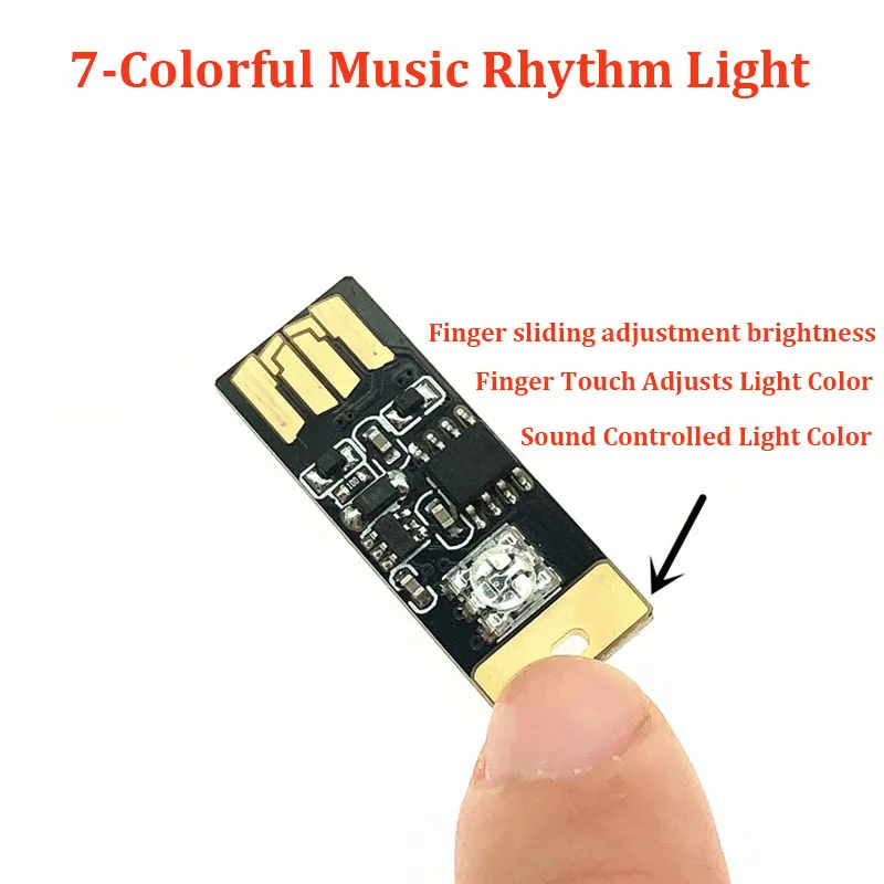 1 шт USB 7-Красочный музыкальный световой ритм контроллер звука и палец скользящая регулировка яркости светодиодная интерьерная подсветка