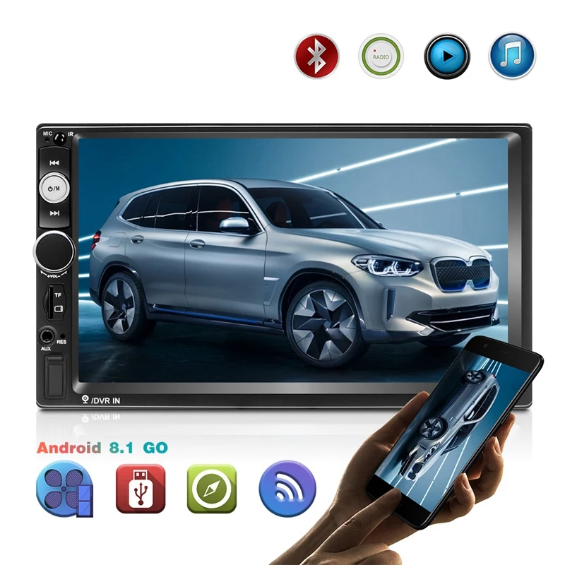 2 Din автомагнитола 7 дюймов Hd Автомобильный Mp5 мультимедийный плеер Android 8,1 автомагнитола Gps навигация Wifi Bluetooth плеер 7010B