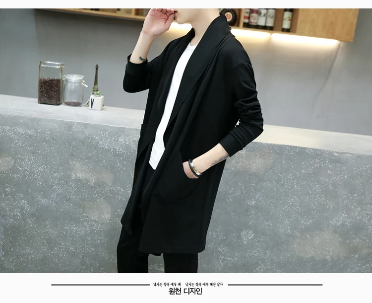 Spring autumn Korean style vintage long trench coat man gothic hooded cloak punk hip hop casual jacket cape homme