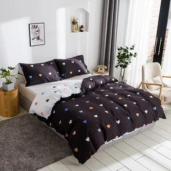 

AB Version Double-sided Duvet Cover Pillowcase Simple Design Home Bedding Set Soft Breathable Queen King Size Bedclothes