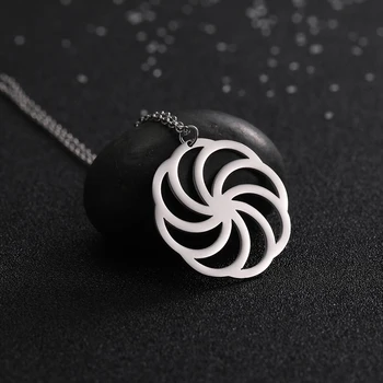

Eueavan 10pcs/lot Fashion Hollow Pendent Round Necklace Women Stainless Steel Necklaces Charm Jewelry Gift
