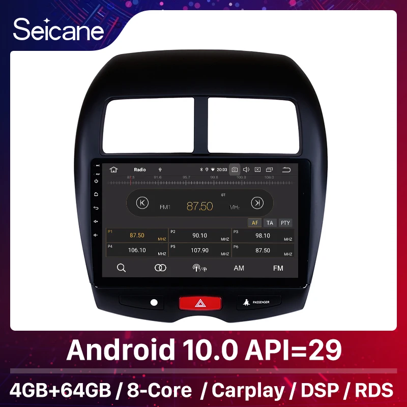 Seicane 4 + 64 ГБ Android 10 0 GPS Радио 1 дюймов Автомобильный Головной блок для 2010-2014 2015 Mitsubishi