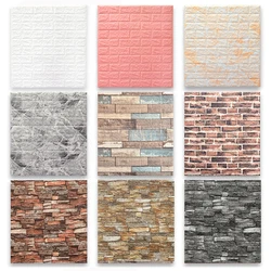 10PCS 3D Vinyl Brick Wall Sticker Home Decor 70*77cm Waterproof Oilproof Self-adhesive Wallpapers for Living Room Bedroom Decor