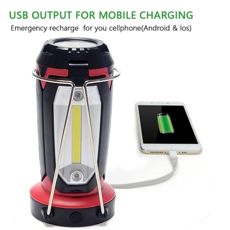 Günstige COB Tragbare Laterne Zelt Lampe USB Aufladbare Ultra Helle Led Leichte Camping Laternen Licht Für Arbeits Wandern Camping