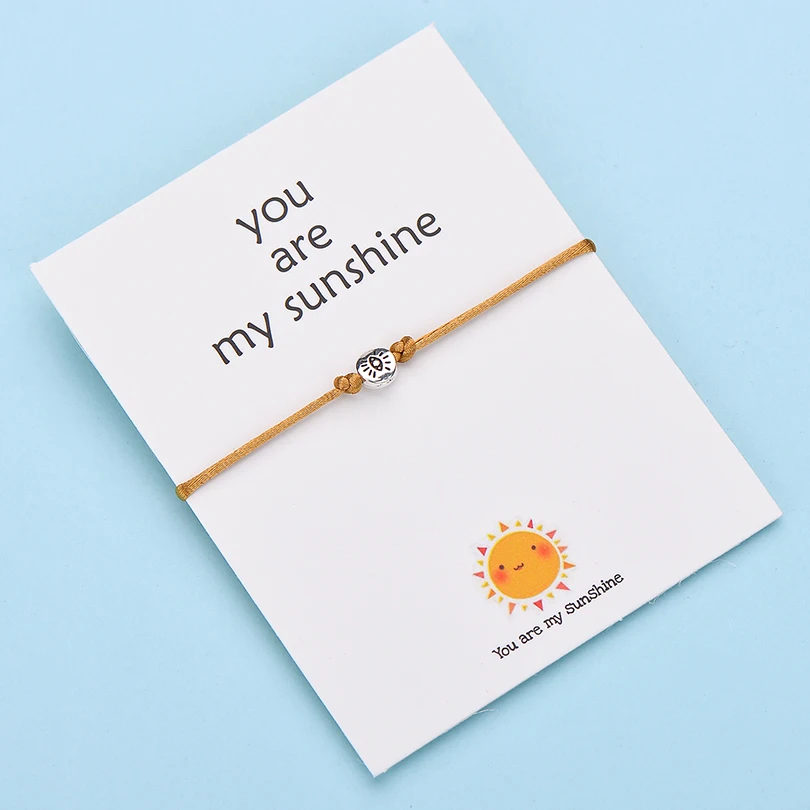 IYOE Wish Card You Are My Sunshine браслеты с глазами для женщин и мужчин, подарок на день рождения, винтажный браслет ручной работы с красной нитью - Окраска металла: color 8