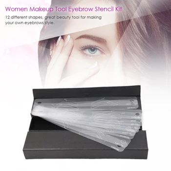 

12 Styles Women Makeup Tool Eyebrow Shaping Stencil Set Grooming Shaper Card Kit Template Tools
