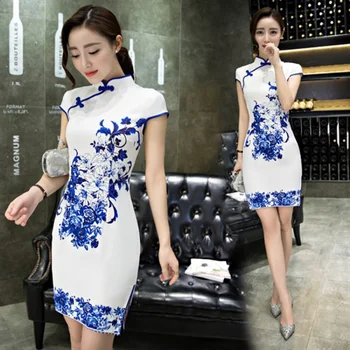 

Exotic Appar Cheongsam2020 Spring And Summer Day-to-day Improvement Girls Slim Sexy Modest Atmosphere Short Cheongsam Skirt Girl