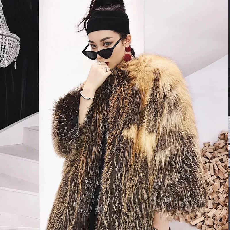 

CT809 2020 Winter New Fashion women's genuine fox fur knit warm coat natural color jackets sweaters coats