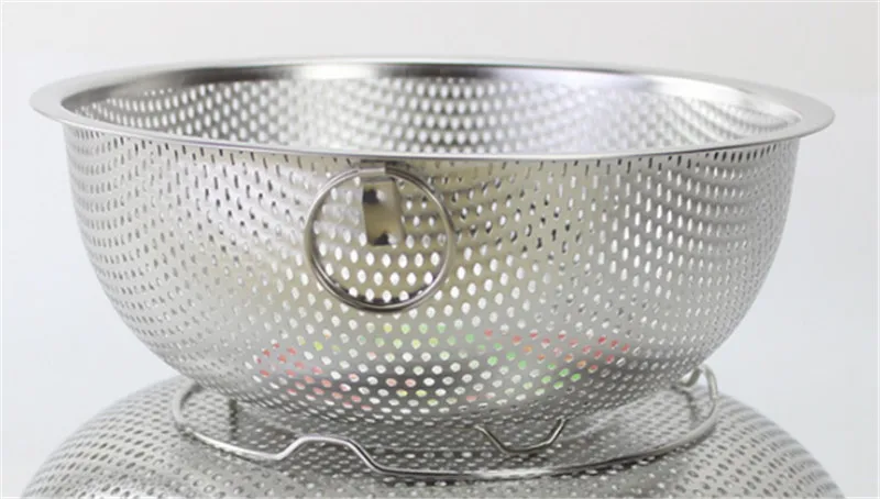 Корзина с круглым отверстием из нержавеющей стали для слива фруктов и риса