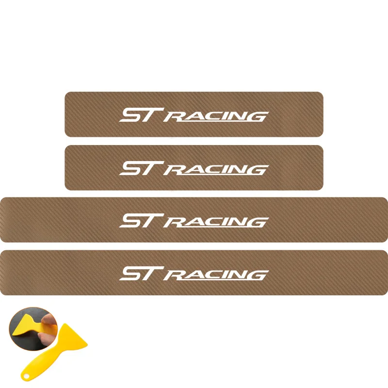 Golden white Автомобильный Стайлинг ST Racing креативные наклейки автомобиля углеродного волокна порога протектор наклейки для FORD FOCUS 2 FOCUS 3 беспроводной видеорегистратор Mondeo Fiesta - Название цвета: Golden white