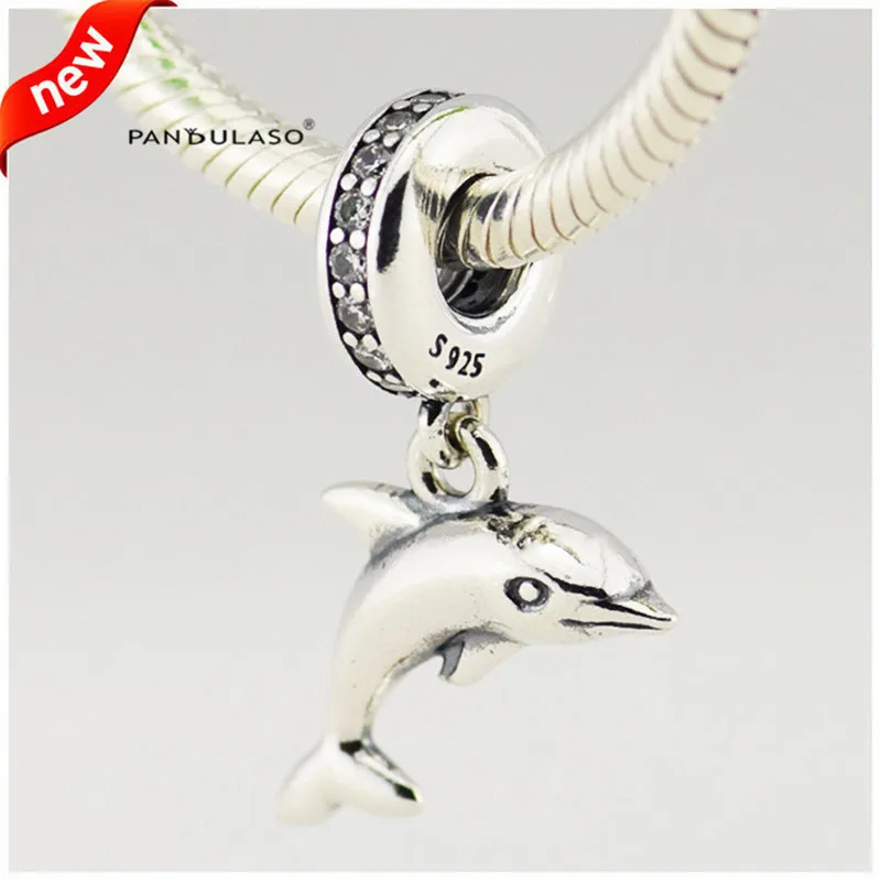 

Woman DIY Beads Dolphin Charms Fits Snake Chain Bracelets Sterling Silver Jewelry Beads For Jewelry Making